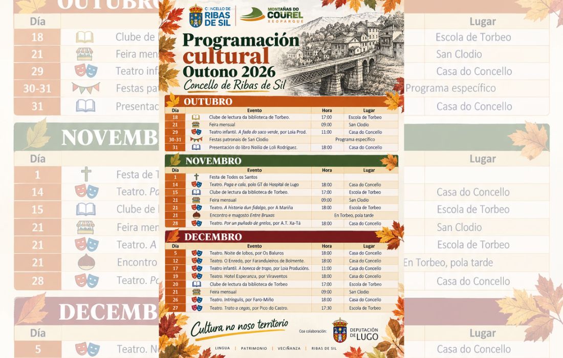 Programación cultural Ribas de Sil outono 2026