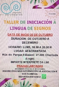 cartel taller lingua signos chantada