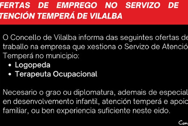 oferta terapeuta atencion tempera vilalba