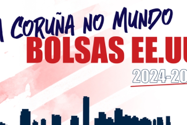 Cartel das bolsas A Coruña no mundo aos Estados Unidos