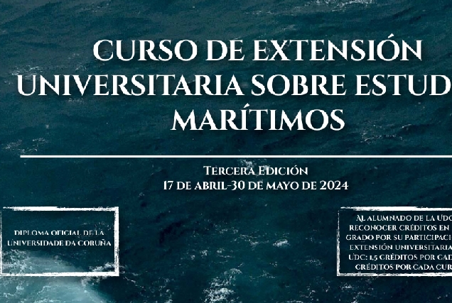 Imaxe o cartel do curso sobre estudos marítimos da Universidade da Coruña